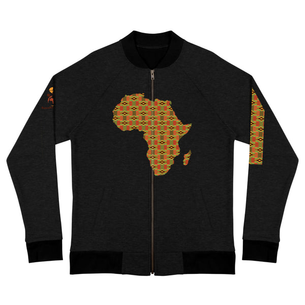 African Map Kente Print Bomber Jacket