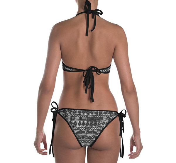 Ankara Circles and Mud Cloth Reversible Bikini