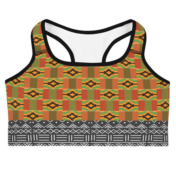 Kente and Mud cloth Print Sports bra