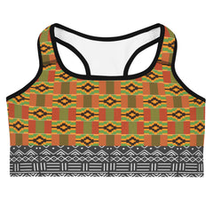 Kente and Mud cloth Print Sports bra