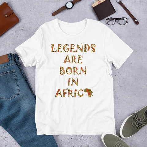 Legends Are Born in Africa Kente Print Short-Sleeve Unisex T-Shirt