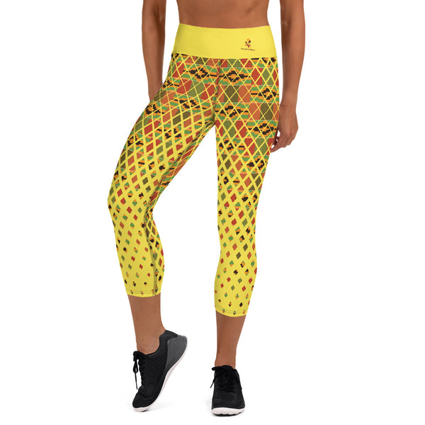 Kente Squares Scatter Yoga Capri Leggings