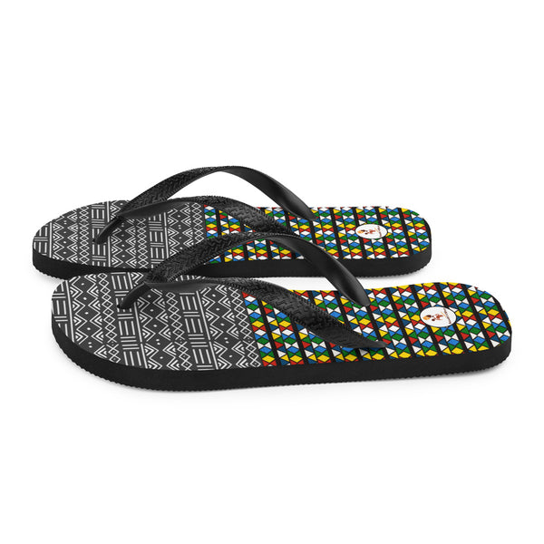 Mud Cloth & Zulu Beads Print Flip-Flops