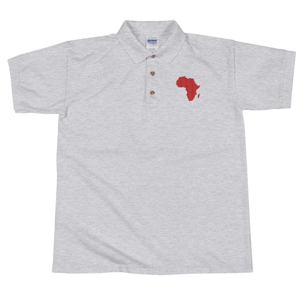 African Map Embroidered Polo Shirt