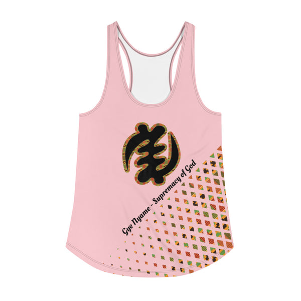 Adinkra Symbol (Gye Nyame) Women's Racerback Tank - Pink