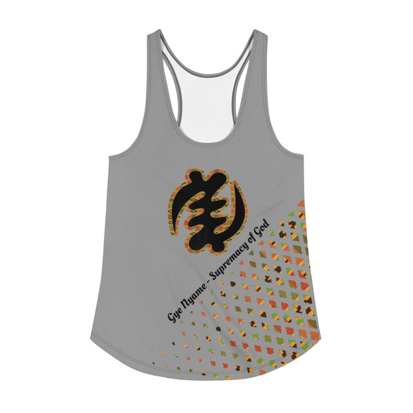 Adinkra Symbol (Gye Nyame) Women's Racerback Tank - Grey