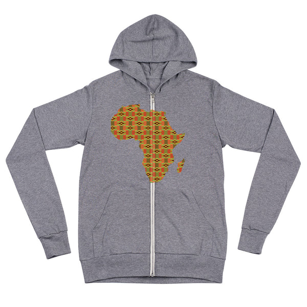 African Map Kente Print Unisex zip hoodie