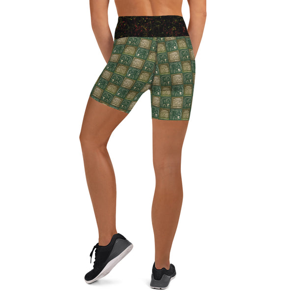 Nzou (Elephant) Print Yoga Shorts