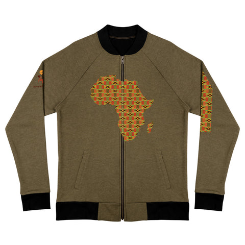 African Map Kente Print Bomber Jacket