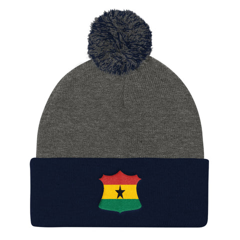 Ghana Crest Badge Pom Pom Knit Cap