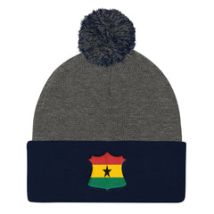 Ghana Crest Badge Pom Pom Knit Cap