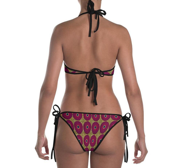 Ankara Circles and Mud Cloth Reversible Bikini