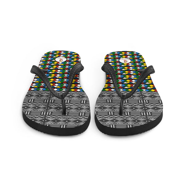 Mud Cloth & Zulu Beads Print Flip-Flops
