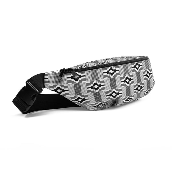 Black & White Kente Print Fanny Pack
