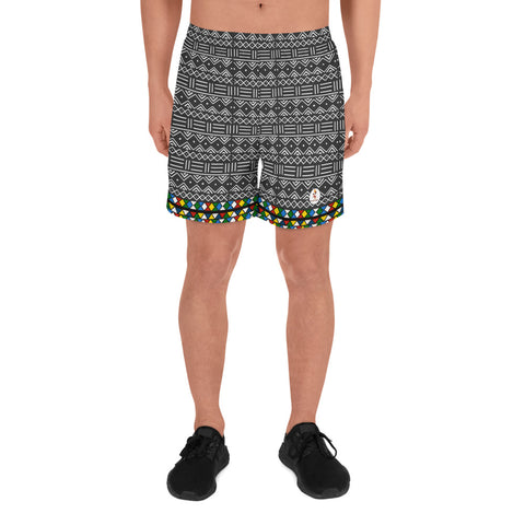 Men's Athletic Mud Cloth & Zulu Beads Fusion Shorts