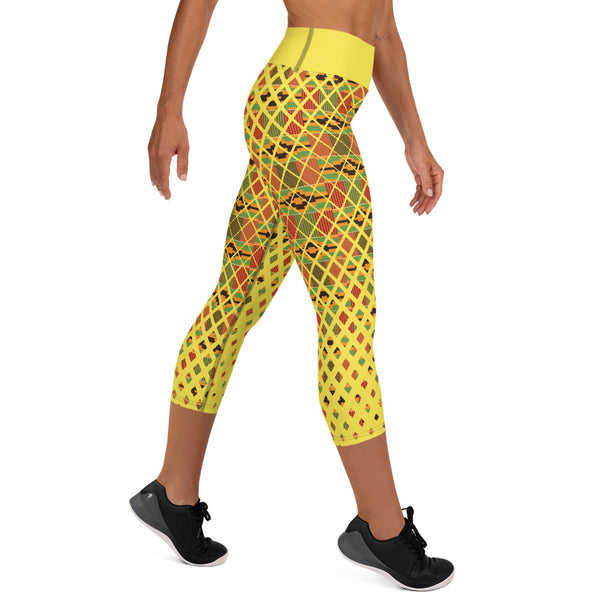 Kente Squares Scatter Yoga Capri Leggings