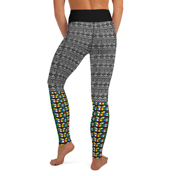 Mud Cloth and Zulu Beads calves Yoga Leggings