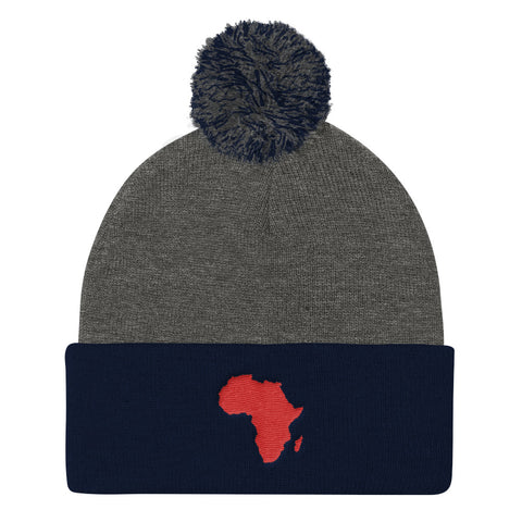African Map Pom Pom Knit Cap