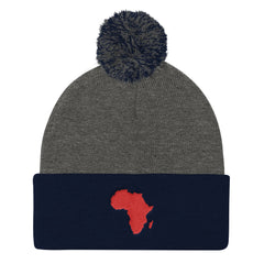 African Map Pom Pom Knit Cap