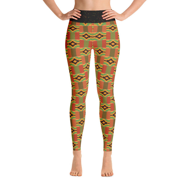 Kente & Spray paint waist Yoga Leggings