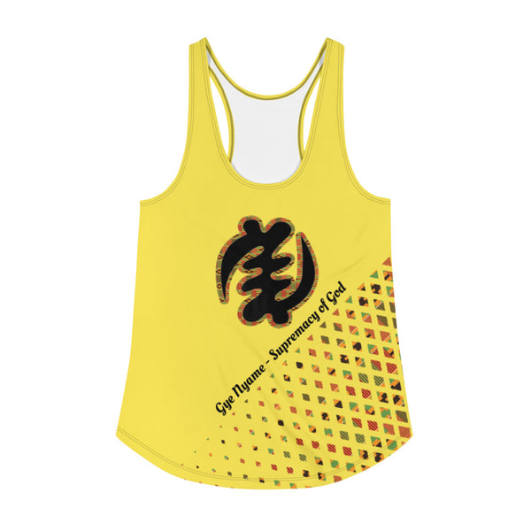 Adinkra Symbol (Gye Nyame) Women's Racerback Tank - Yellow