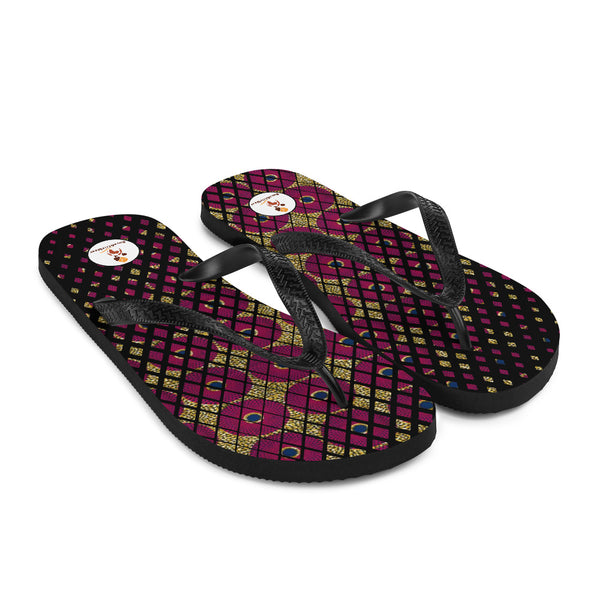 Ankara Circles Print Flip-Flops