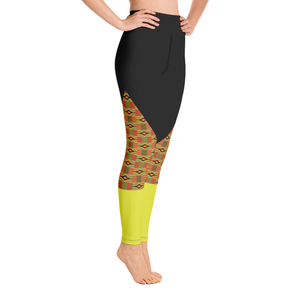 Kente and Yellow Calf Yoga Leggings