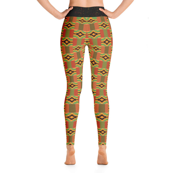 Kente & Spray paint waist Yoga Leggings