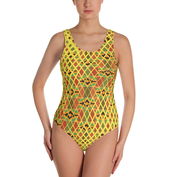 Kente Squares Scatter One-Piece Swimsuit