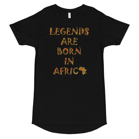 Legends Are Born in Africa Kente Print Long Body Urban Tee