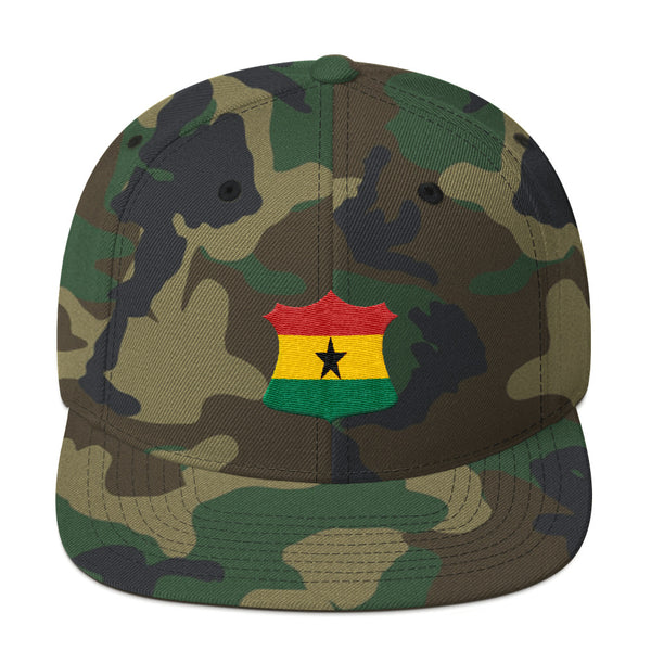 Ghana Flag Crest Badge Snapback Hat