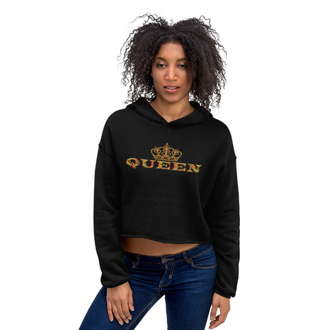 Queen Kente Print Crop Hoodie