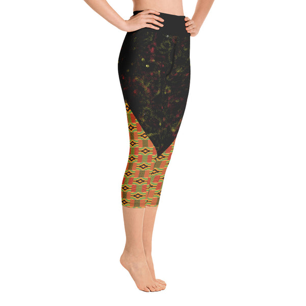 Spray Paint and Kente Yoga Capri Leggings