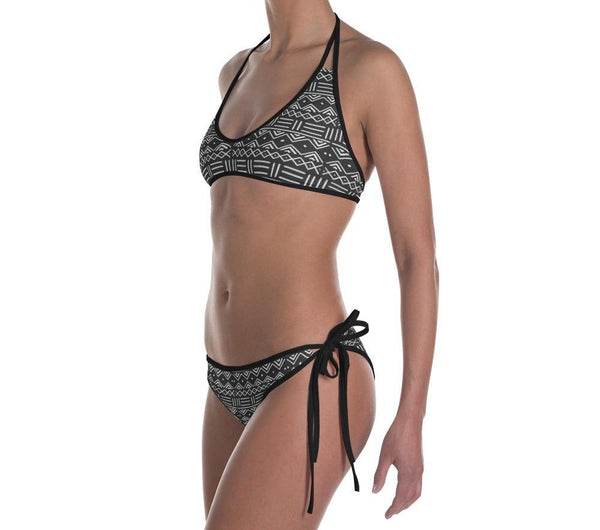 Ankara Circles and Mud Cloth Reversible Bikini