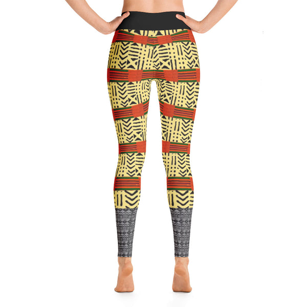 Kente and Mud Cloth Fusion Yoga Leggings