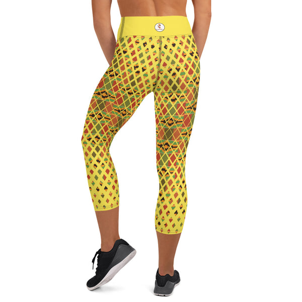 Kente Squares Scatter Yoga Capri Leggings
