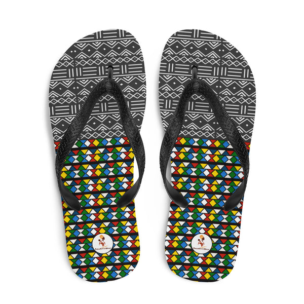 Mud Cloth & Zulu Beads Print Flip-Flops