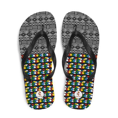 Mud Cloth & Zulu Beads Print Flip-Flops