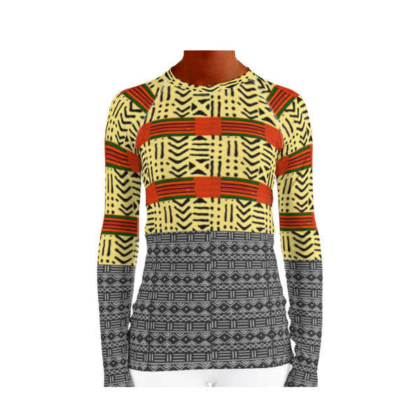 Kente & Mud Cloth Fusion Women's Rash Guard