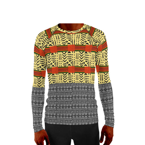 Kente & Mud Cloth Fusion Men's Rash Guard
