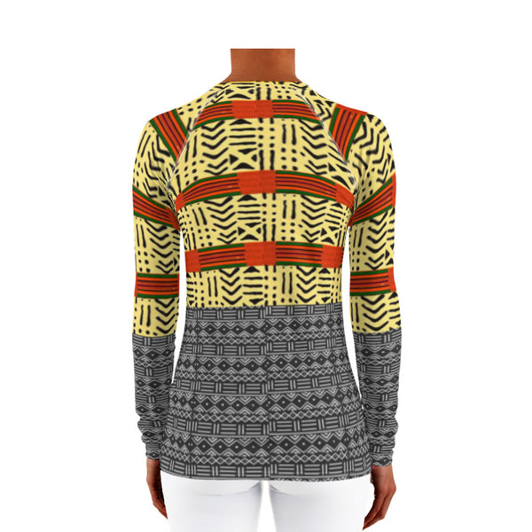Kente & Mud Cloth Fusion Women's Rash Guard